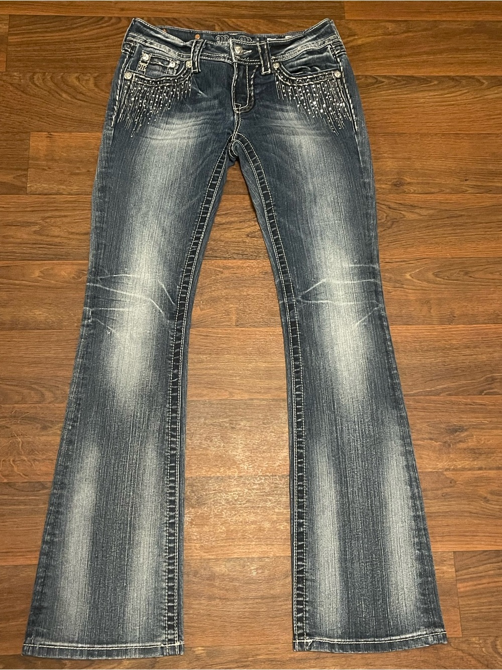 Miss Me Bootcut Embellished Front & Back Jeans Size 27x34